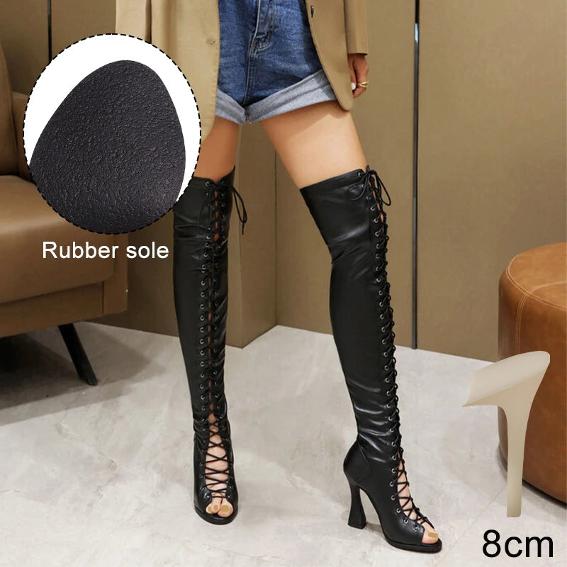 Hipstar - Over-the-knee Flared Heel  Boots